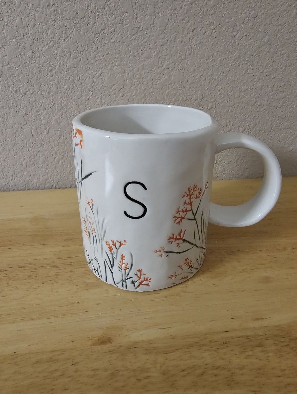 Anthropologie 'S' Floral Mug